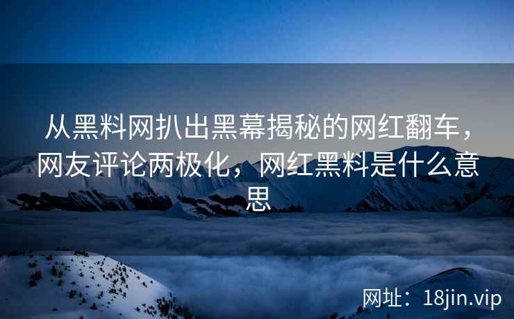 从黑料网扒出黑幕揭秘的网红翻车，网友评论两极化，网红黑料是什么意思