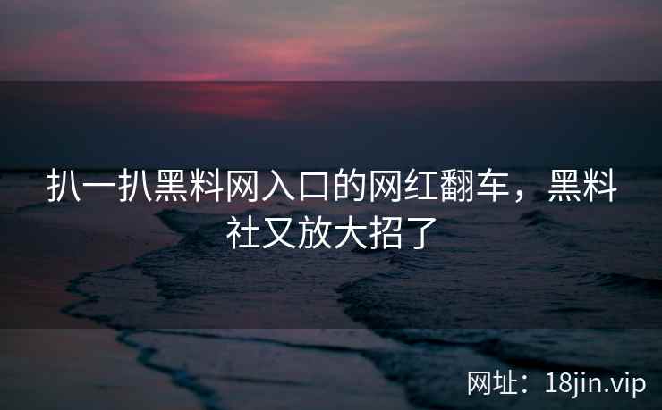扒一扒黑料网入口的网红翻车，黑料社又放大招了