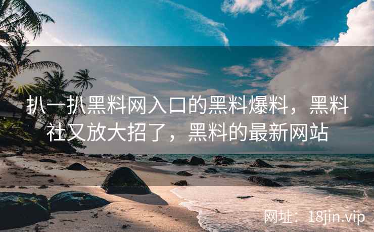 扒一扒黑料网入口的黑料爆料，黑料社又放大招了，黑料的最新网站