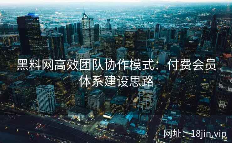 黑料网高效团队协作模式：付费会员体系建设思路